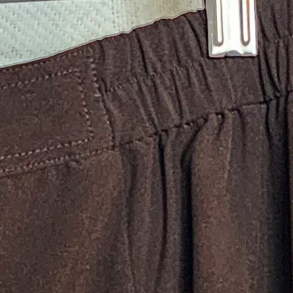 Zenergy Brown Poly Span Button Elastic Waist Pocket Flat Front Pant Chico 2 US L - Picture 13 of 16